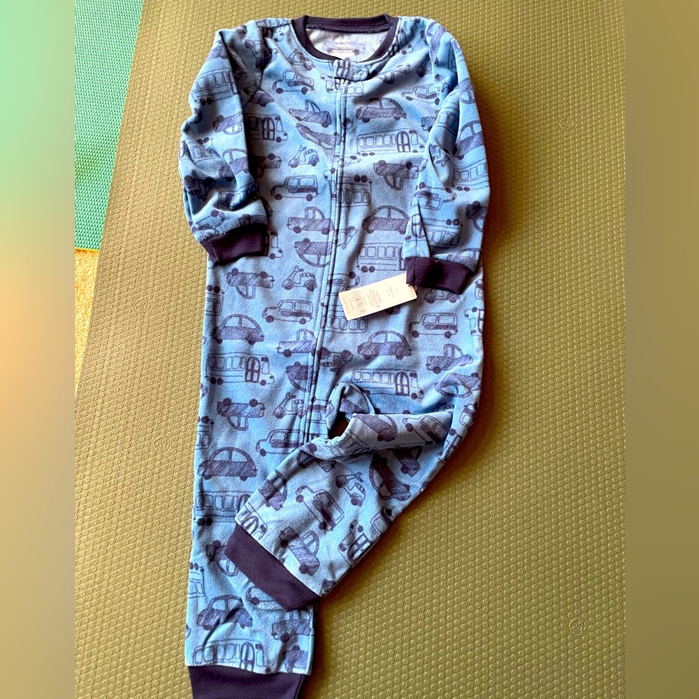 Carter's Blue Cars Fleece Pajama PJs Footless 1 Pc Sleeper Toddler 4T Boy NWT